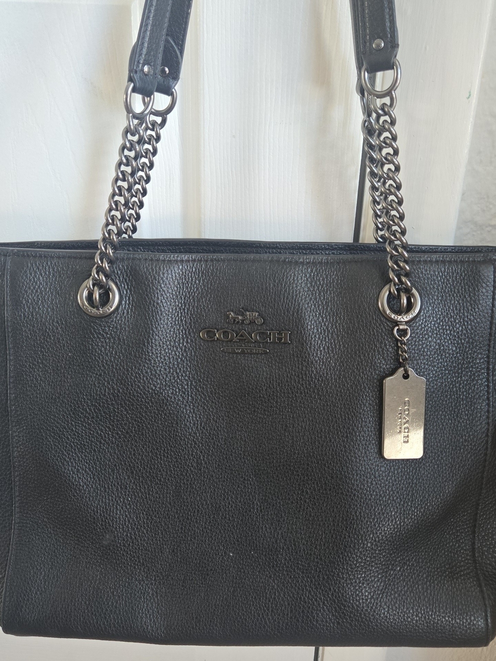 Coach Cammie Black Leather Chain-Handle Tote